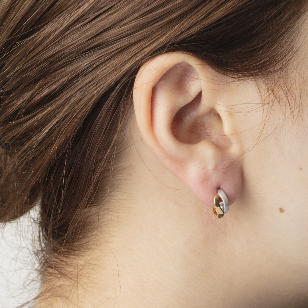 Kreolen 750/18 K Bicolor Ø 12mm mit Zirkonia