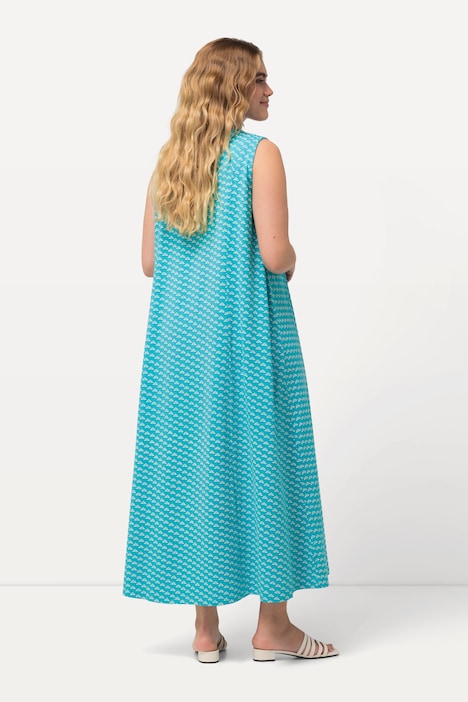 Jersey-Maxikleid, A-Linie, V-Ausschnitt, ärmellos