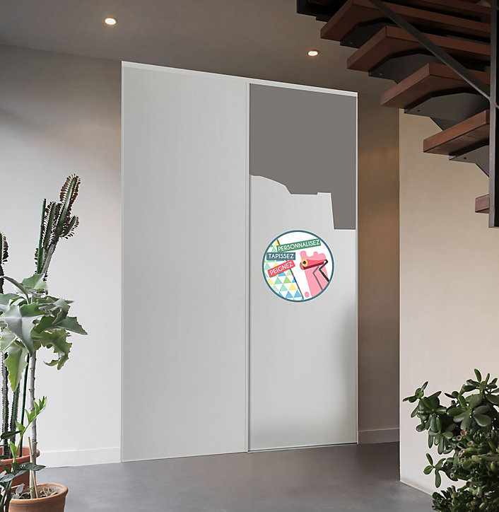 Lot de 2 portes de placard coulissantes prêt à peindre H. 250 x L. 180 cm