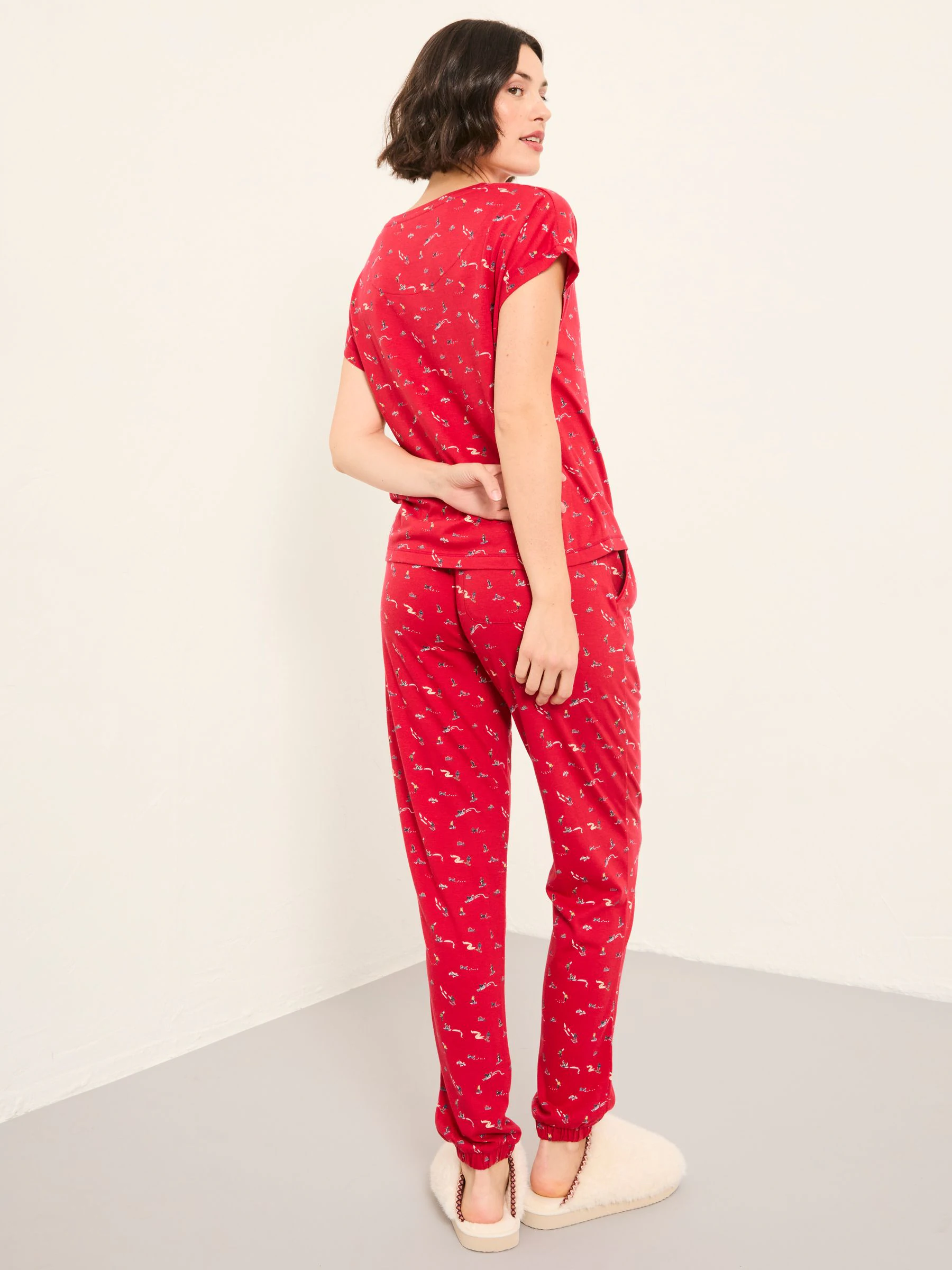 FatFace Ski Ditsy Jersey Pyjama Set