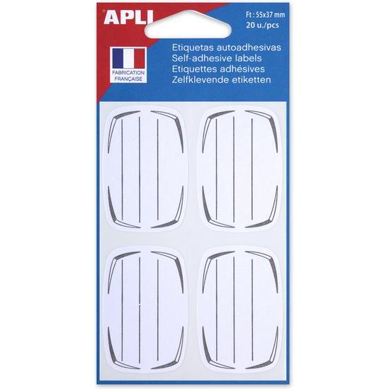 Etiquettes adhésives scolaires 55 x 37 mm Apli à cadre et lignes gris - Pochette de 20