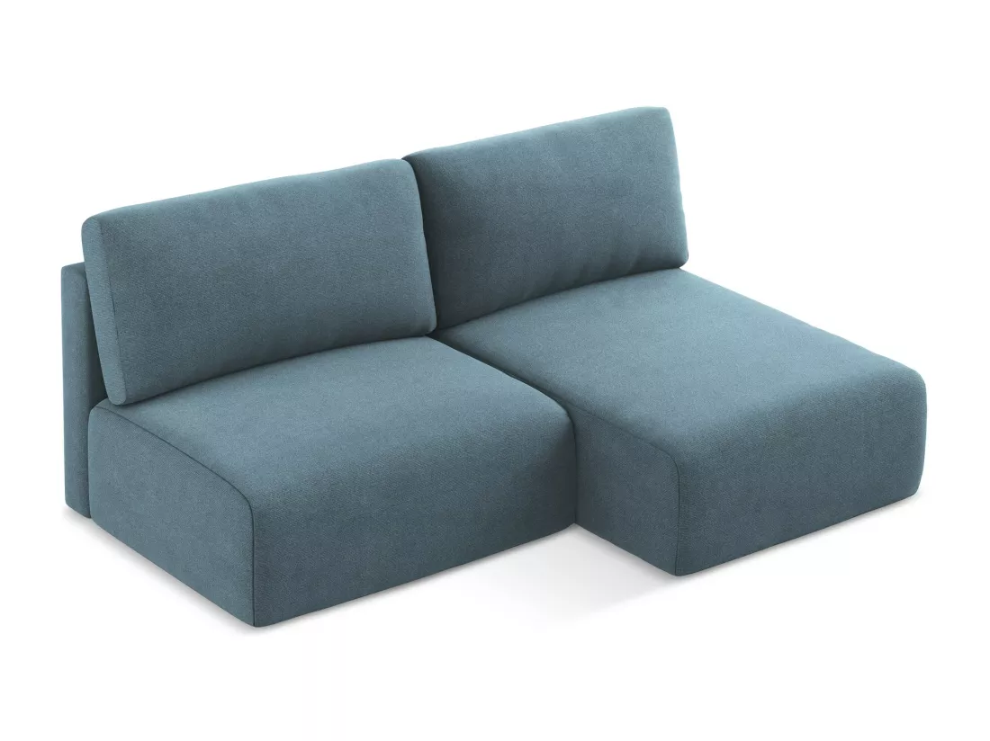 Canapé d’angle 3 places droit sans accoudoir convertible en Strukturstoff - bleu clair - KONA