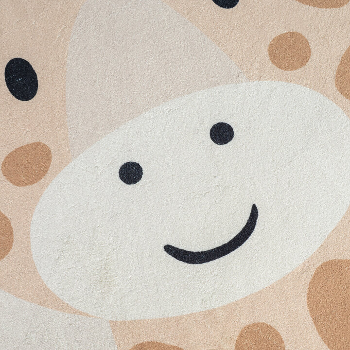 Rond wasbaar kindervloerkleed - Sammy Giraffe Beige