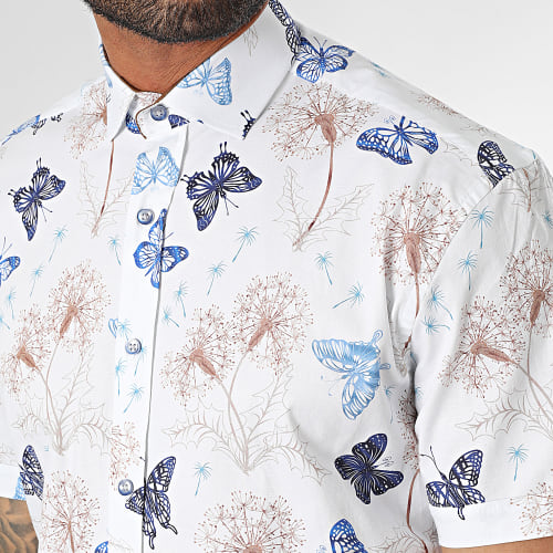 Chemise Manches Courtes Blanc Floral