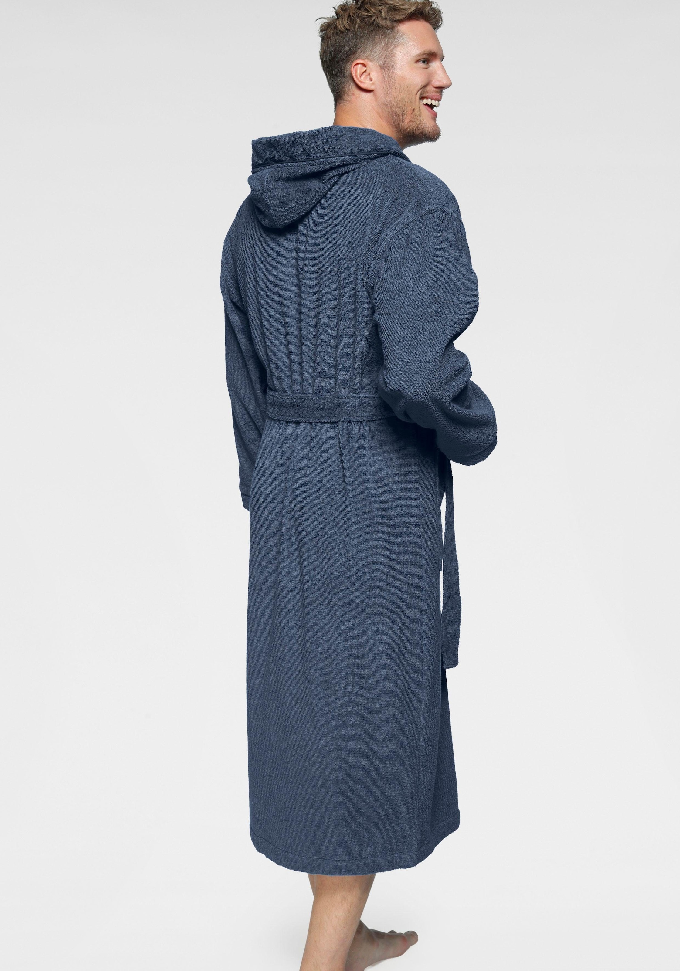 KangaROOS Unisex-Bademantel »Luke, ideal für Sauna & Spa, Hotelbademantel, Morgenmantel«, 1 Stk. für Damen & Herren, Bademantel mit Kapuze & Logostickerei,S-2XL