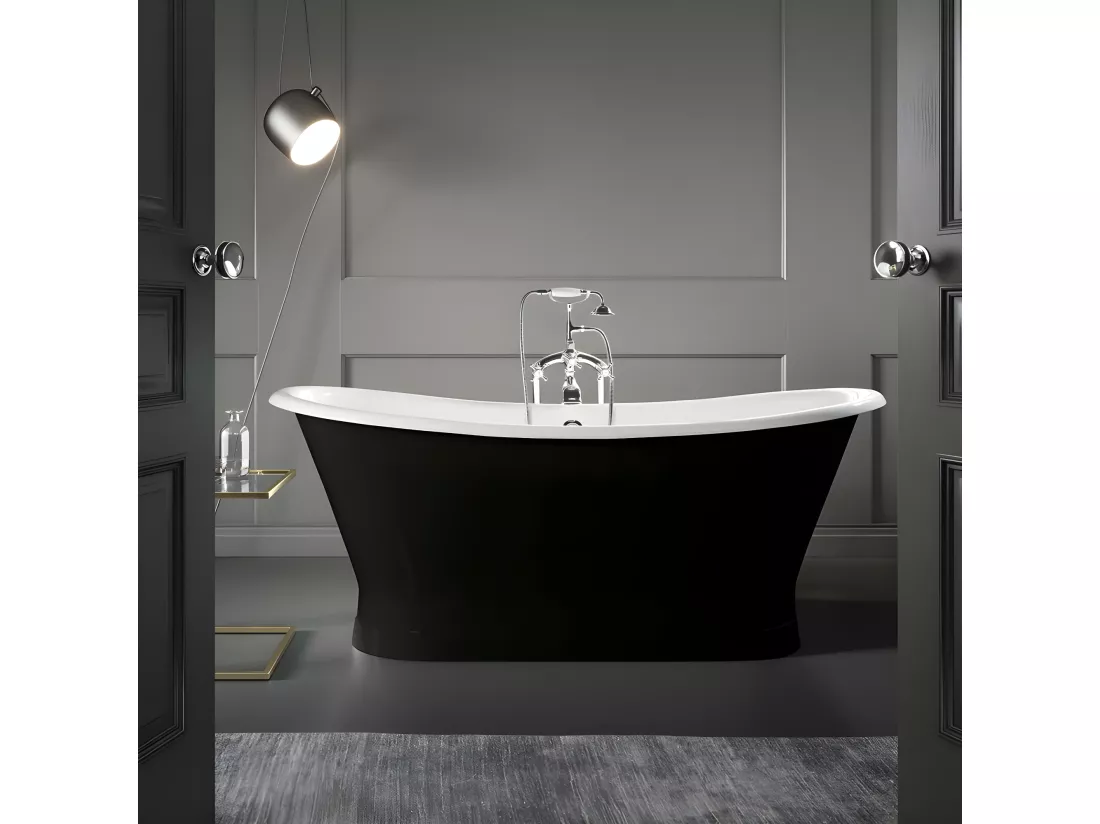 Baignoire sur socle en fonte émaillée COVENTRY Noire 173 cm Peinture noire (baignoire et socle)