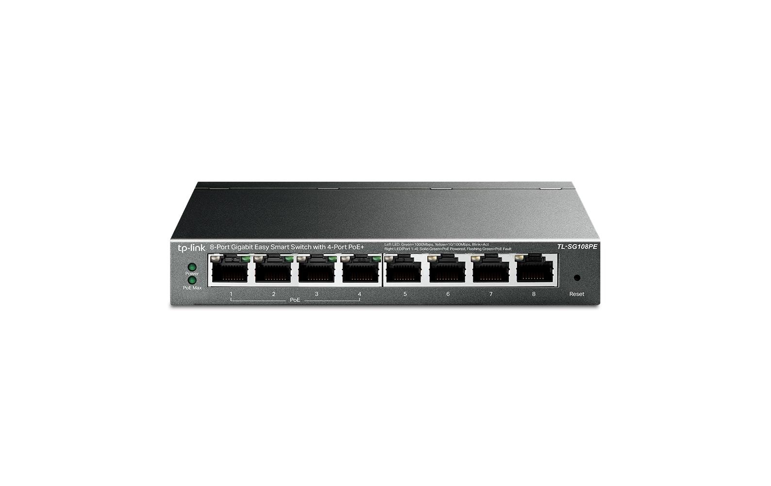PoE+ Switch TL-SG108PE 8 Port8-Port Gigabit Easy Smart Switch mit 4-Port PoE+