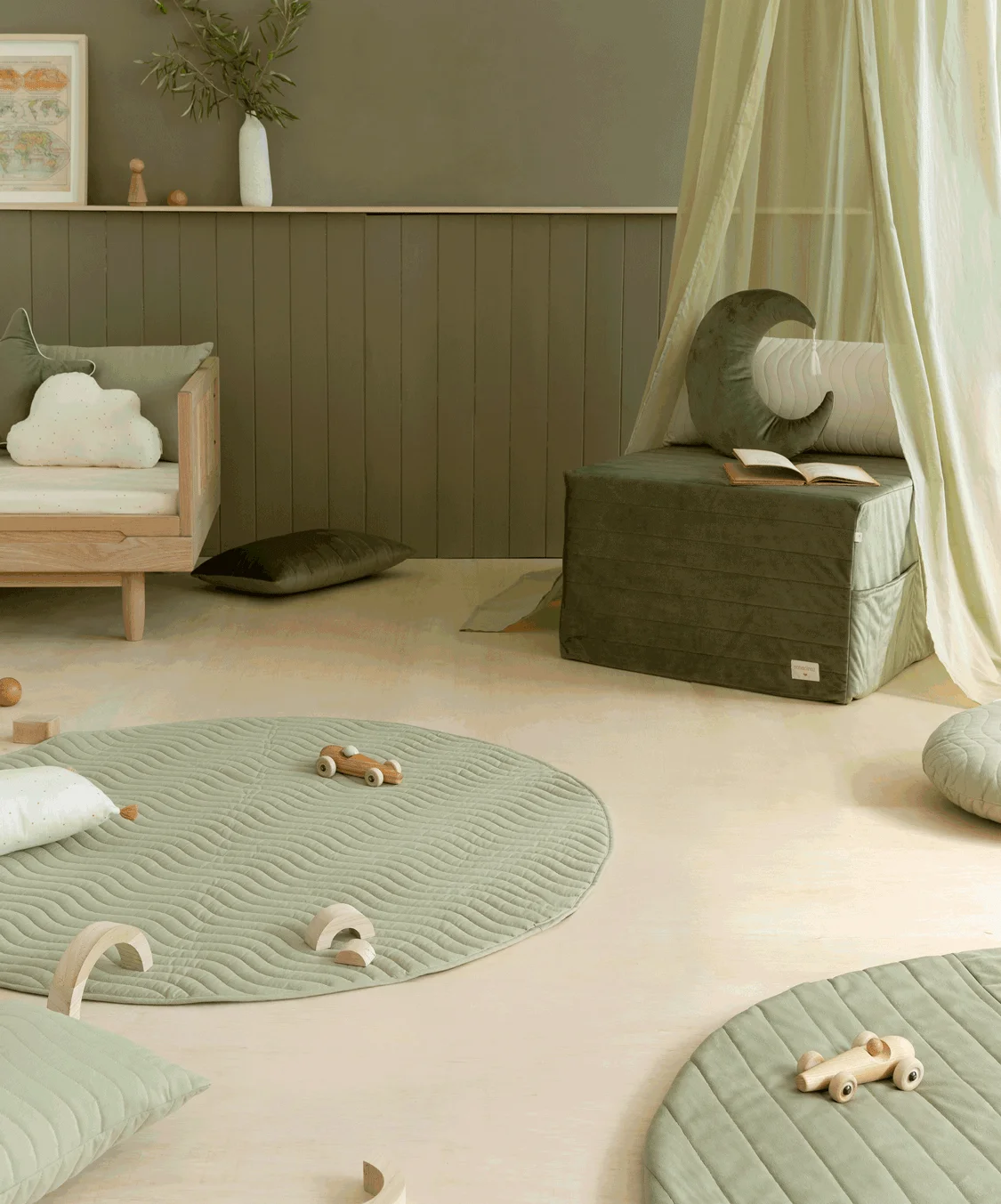 Lit d'appoint pliable eco-velours | Vert