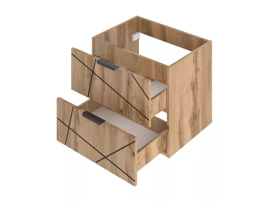 Meuble double vasque 140cm 2 niches Teren Bois