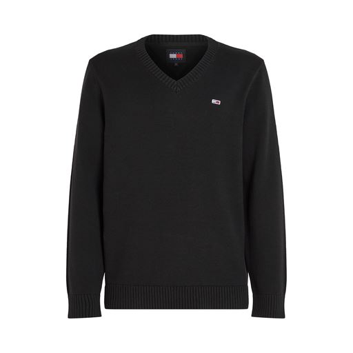 Tommy Jeans Slim Essential Vneck Striktrøje, Black, XL