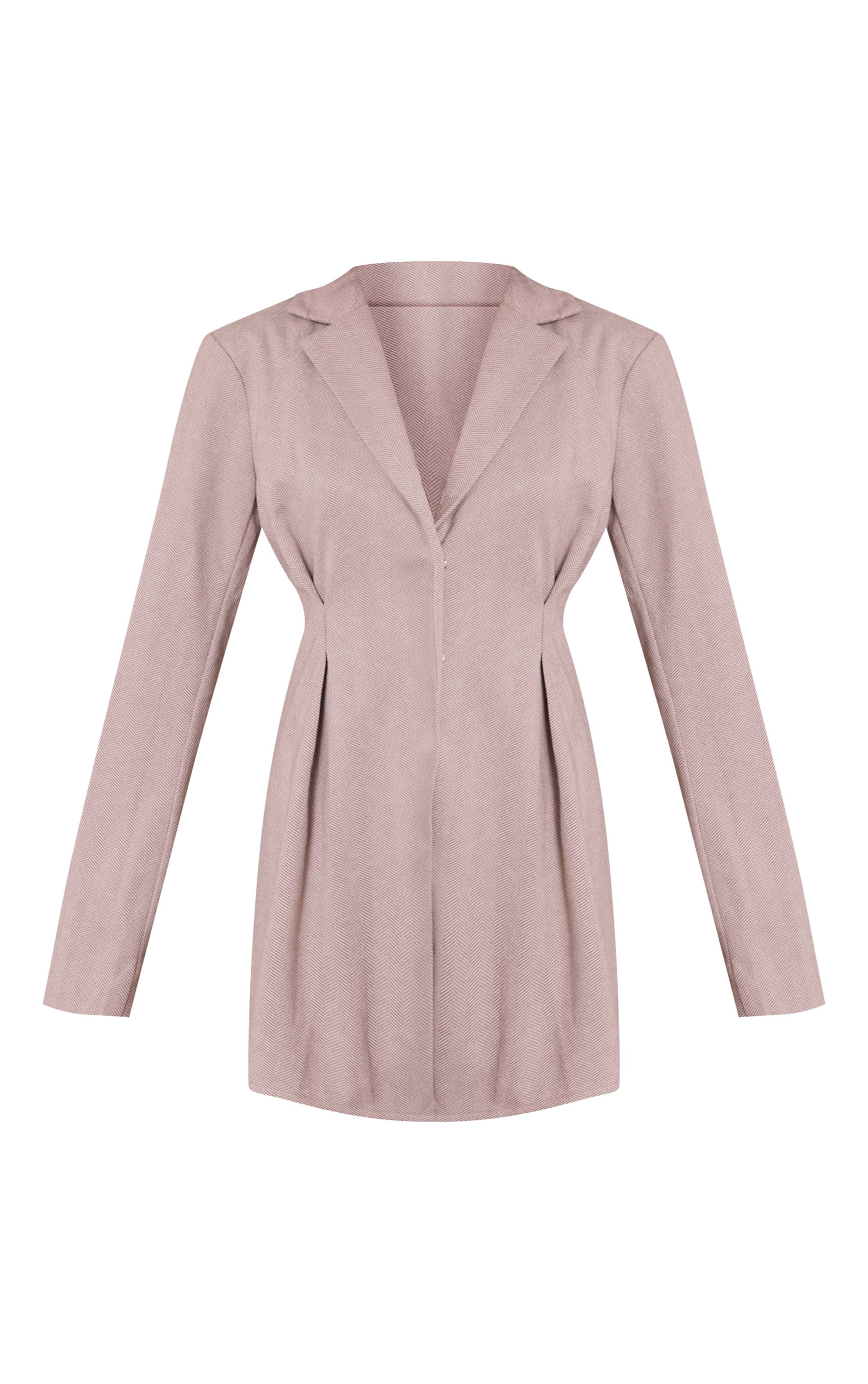 Taupe Robe Blazer Ajustée Effet Laine