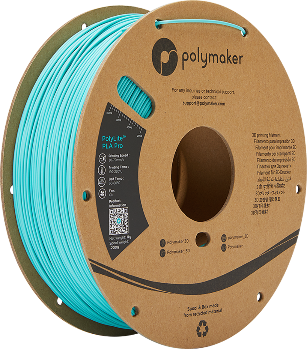 Polymaker  PolyLite PLA PRO Teal, 1,75 mm (1.000 g)    PLA Filament mit exzellenten Eigenschaften für FDM Drucker