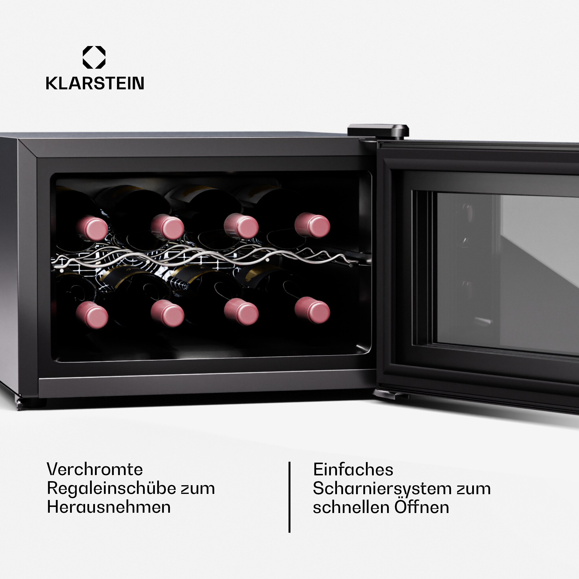Shiraz 8 Uno Weinkühlschrank 8 Flaschen 8 - 18 °C Touch-Control Schwarz 8 Flaschen 1 Kühlzone