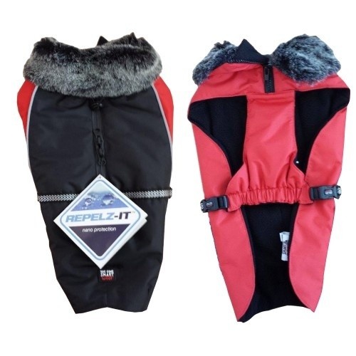 Casaco parka Aspen para cães, preto e vermelho