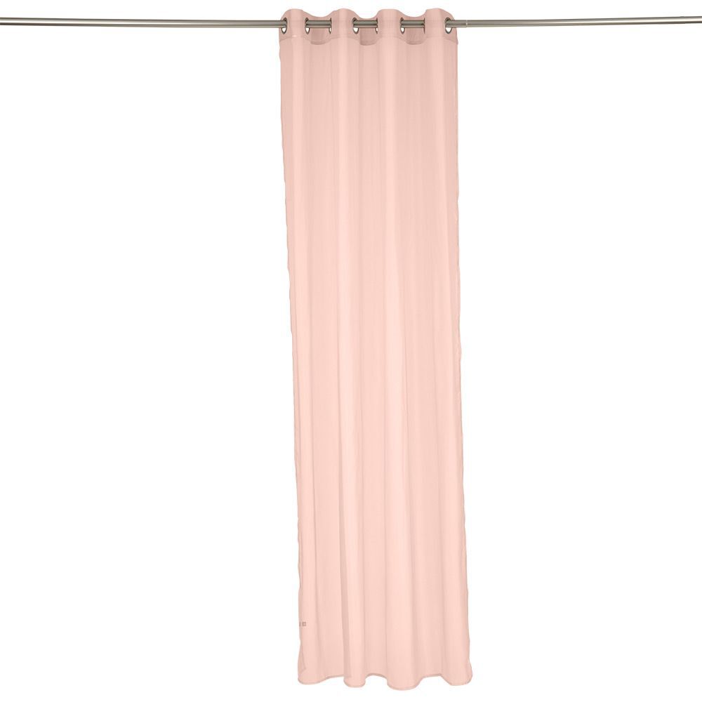 Voilage à oeillets rose uni 100% polyester 140x240cm