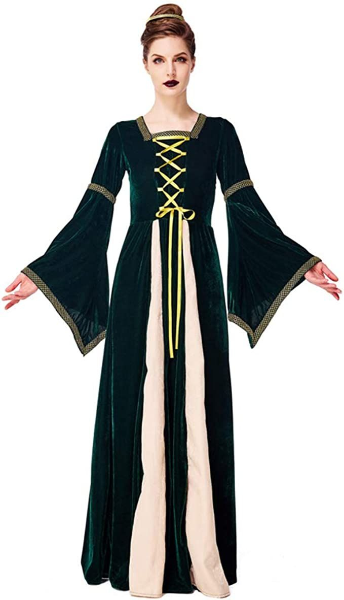 (160-170cm) Fasnachts Erwachsenen Kostüm Mittelalterliche Prinzessin Verkleidung für Motto Partys / Halloween - Grün / Beige