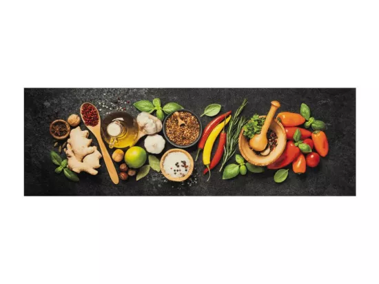 Tapis de cuisine lavable impression d'épices 60x180 cm velours