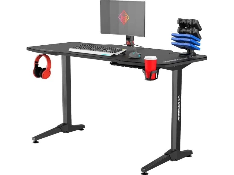 Ultradesk Frag Gaming Desk, sort med sort måtte