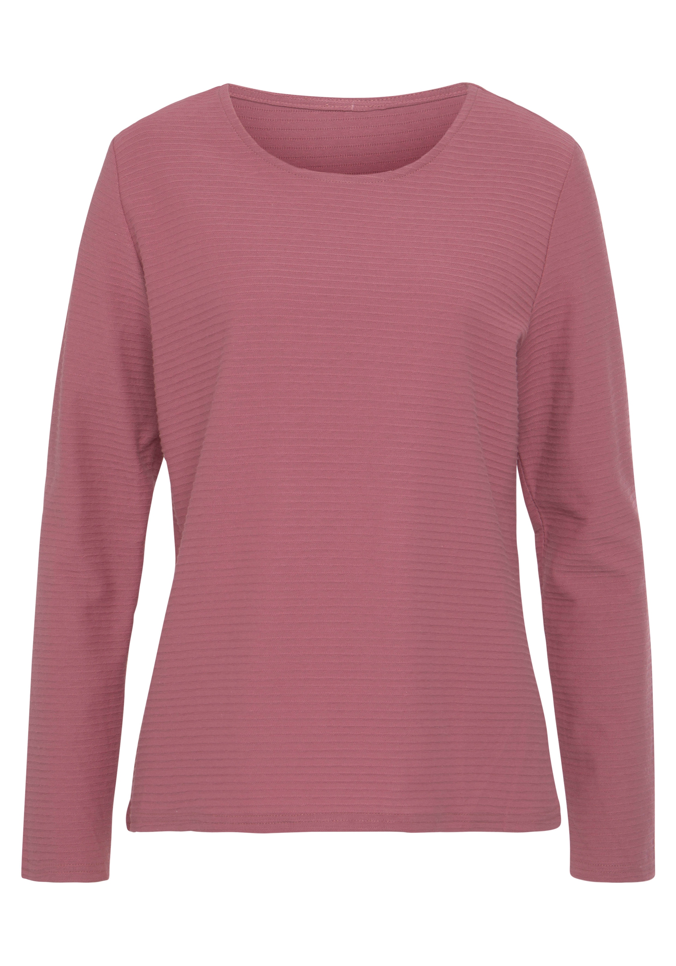 LASCANA Langarmshirt »mit Streifenstruktur« aus weicher Baumwoll-Qualität