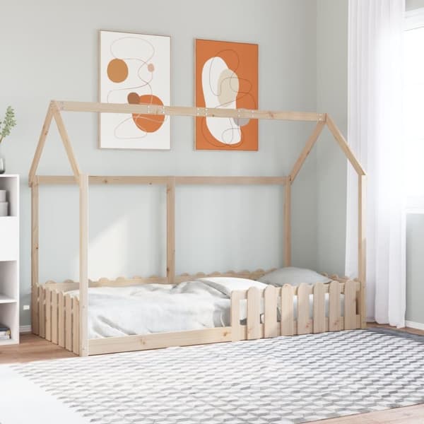 vidaXL Barnesengeramme hus 90x200 cm heltre furu