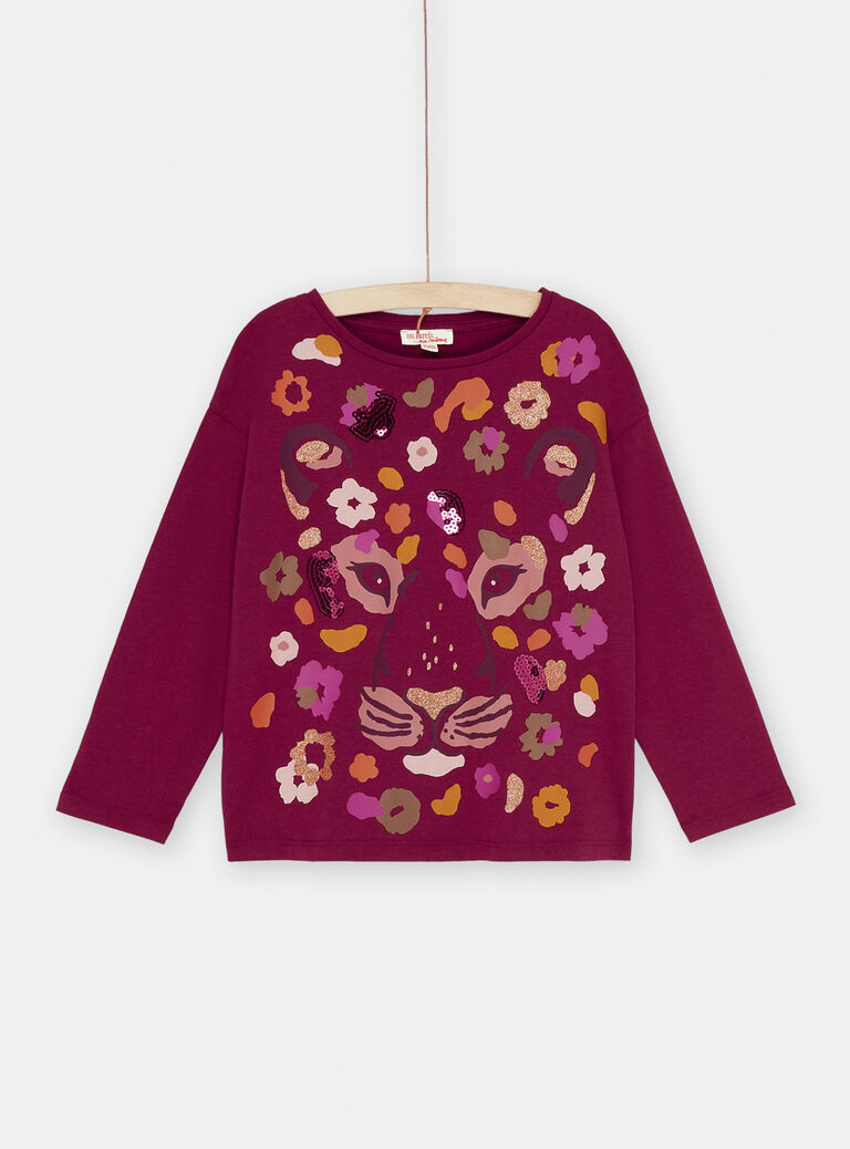 T-shirt prune à animation panthère