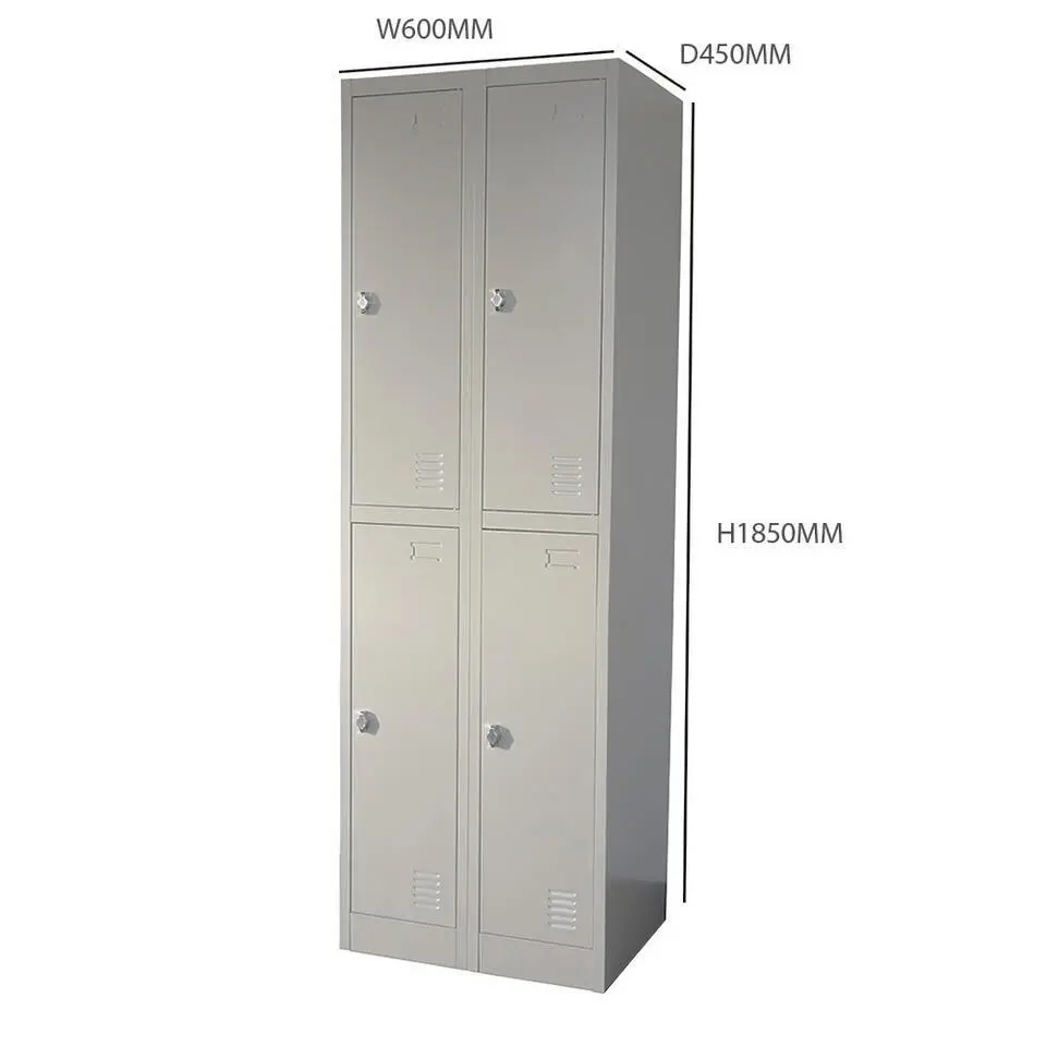 Lockerkast Grijs - 60x185 cm - 4 lockers