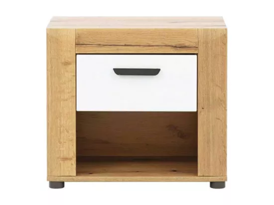 Chambre complète 160x200 Blanc/Bois clair - ABOKI n°1