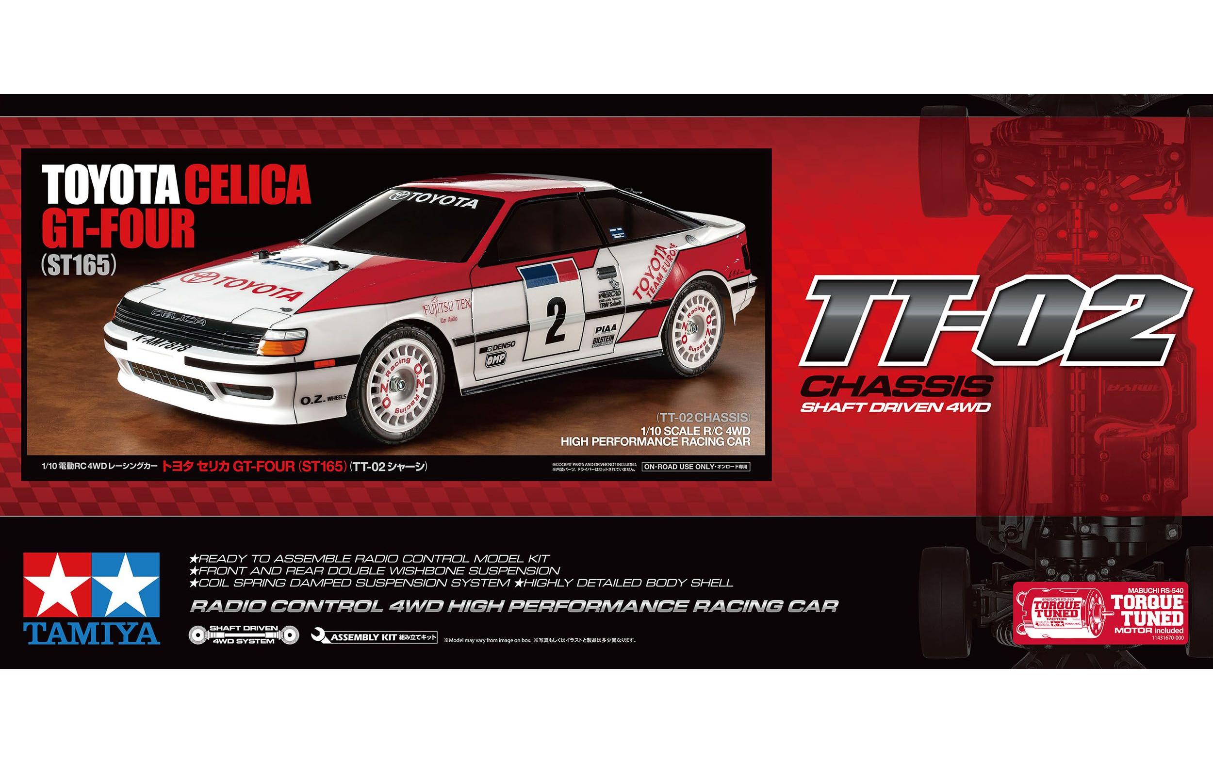 Tourenwagen Toyota Celica GT-Four, TT-02, Bausatz, 1:10Toyota Celica GT-Four (ST165) On-Road Modell auf bewährtem TT02 Chassis