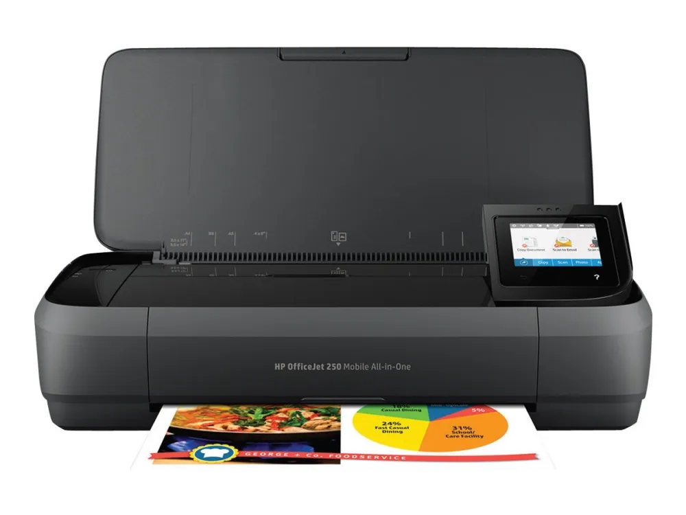 HP Officejet 250 Mobile All-in-One - Multifunktionsprinter - farve - blækprinter - Legal (216 x 356 mm) (original) - A4/Legal (medie) - op til 8 spm (kopiering) - op til 10 spm (udskriver) - 50 ark - USB 2.0, USB vært, Wi-Fi