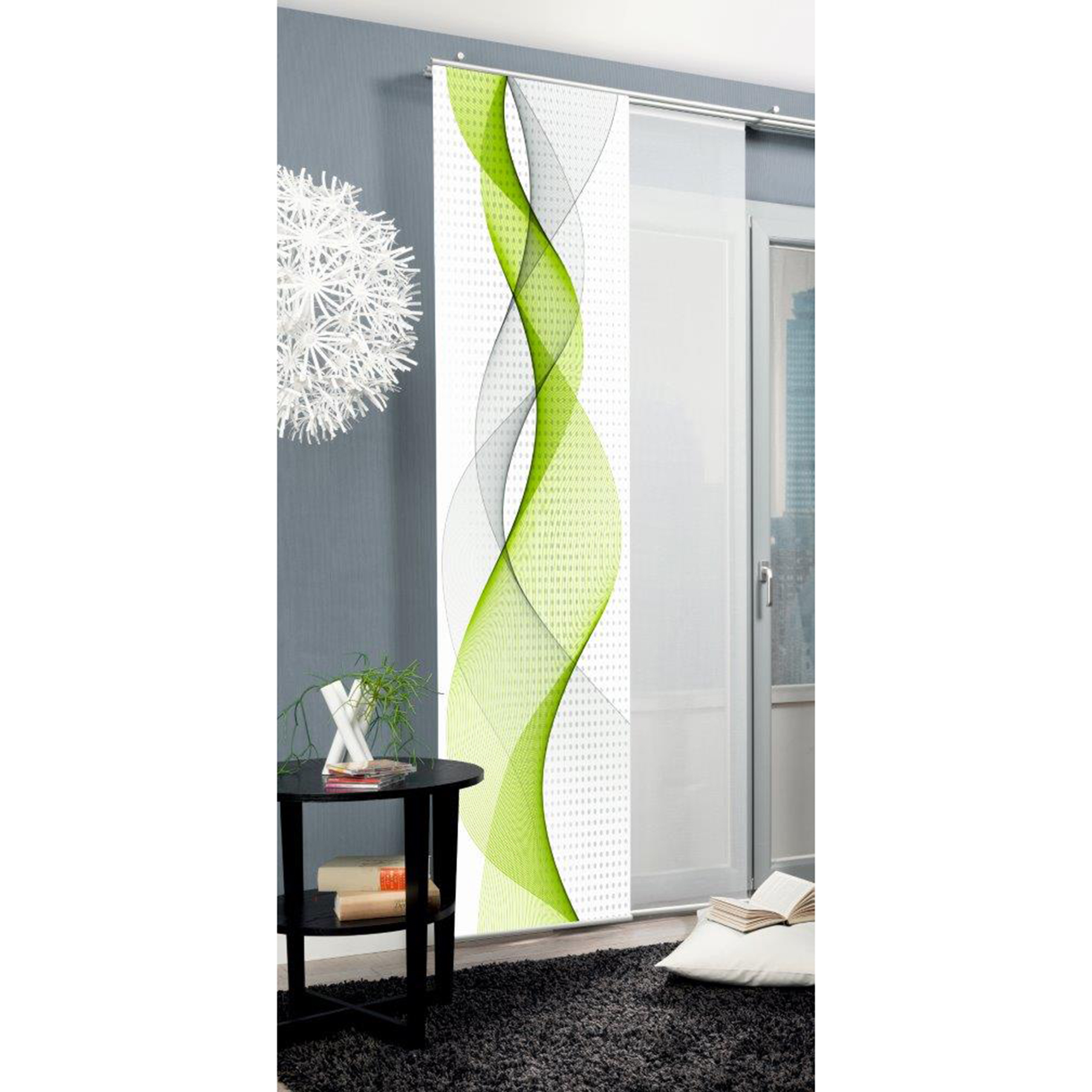 Schiebevorhang OPALIA - apfelgrün - 60x245 cm