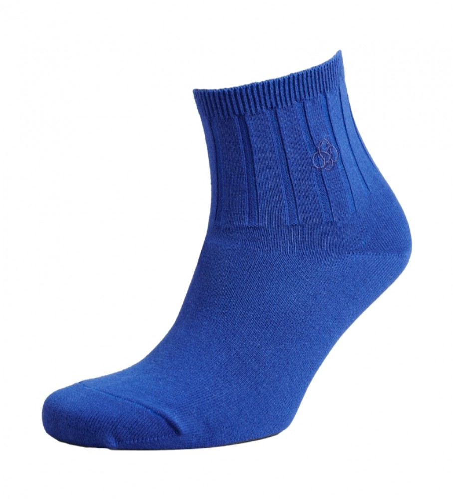 Pacote com 2 meias de cano curto Superdry, unissex, em algodão orgânico - Azul e Rosa.