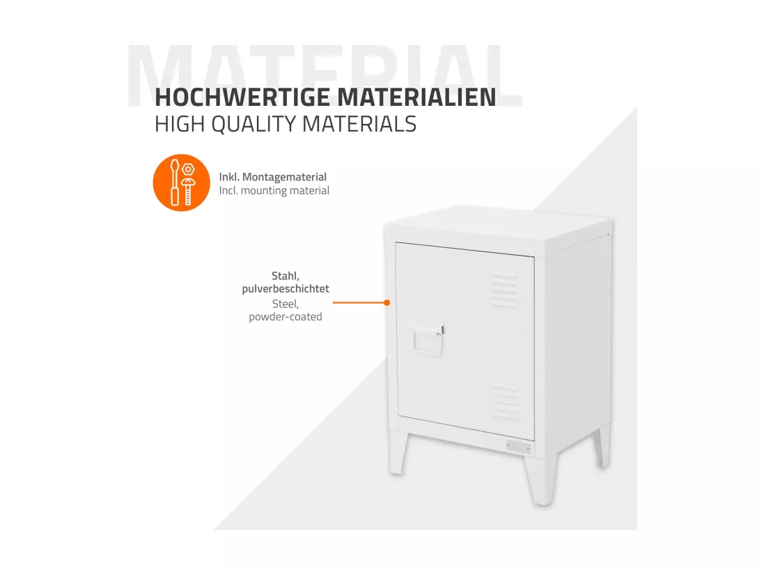 Armoire de classement acier blanc 40x30x57,5 cm table de chevet stockage outils