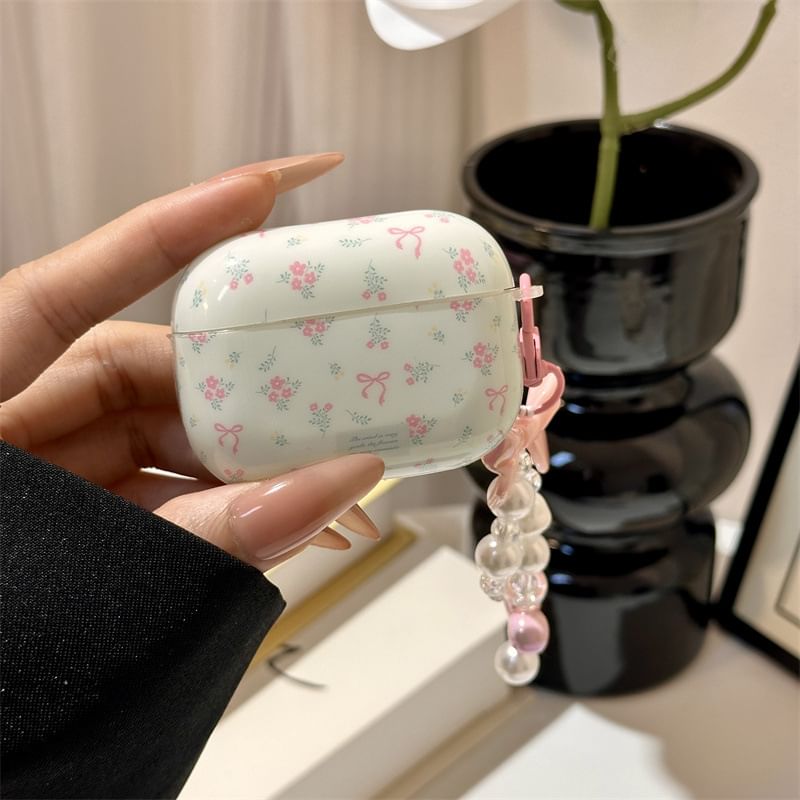 VanDi - AirPods / Pro oortelefoonhoesje met bloemenstrik en bedel