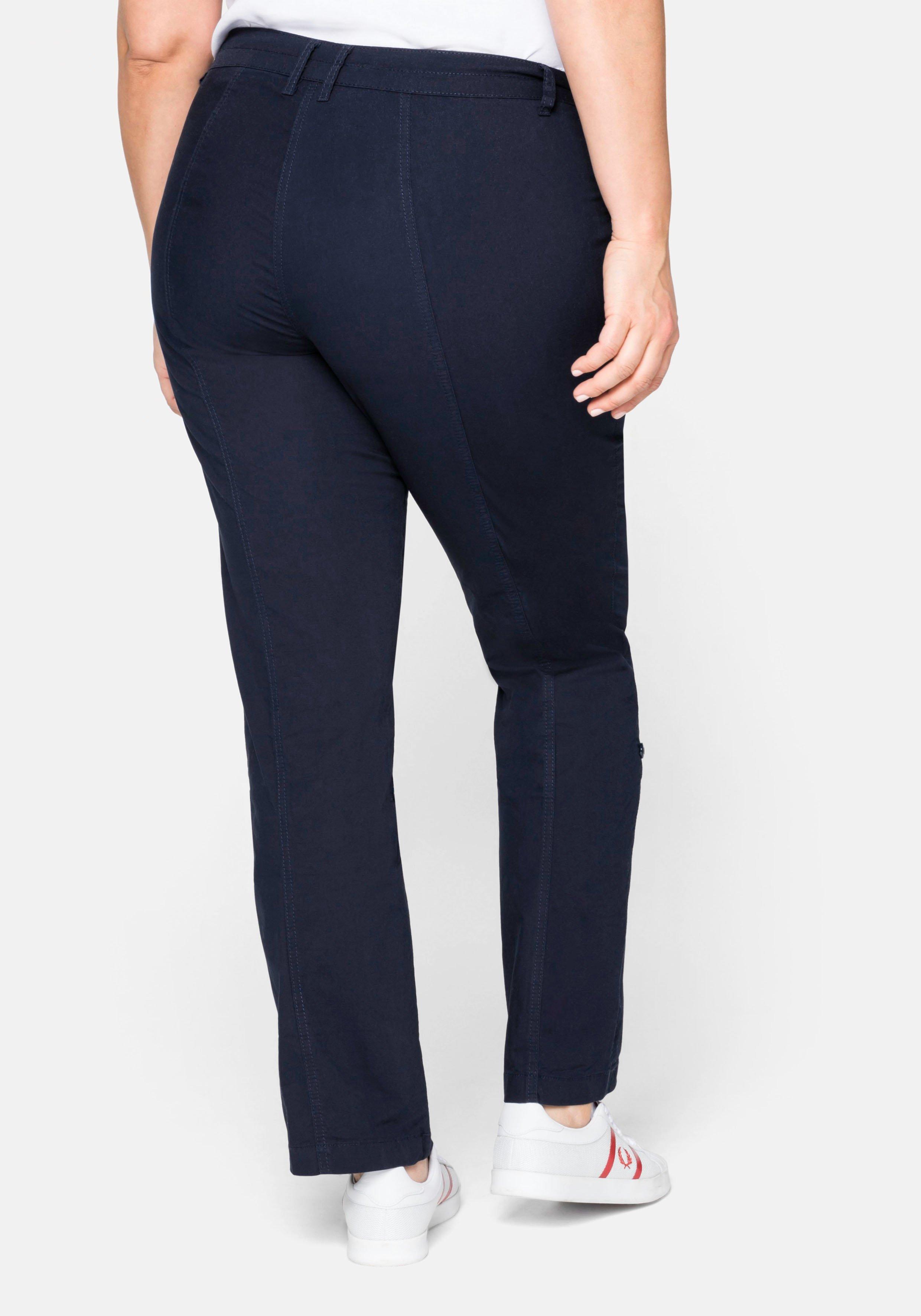 Gerade Hose mit Teilungsnähten und Krempelfunktion