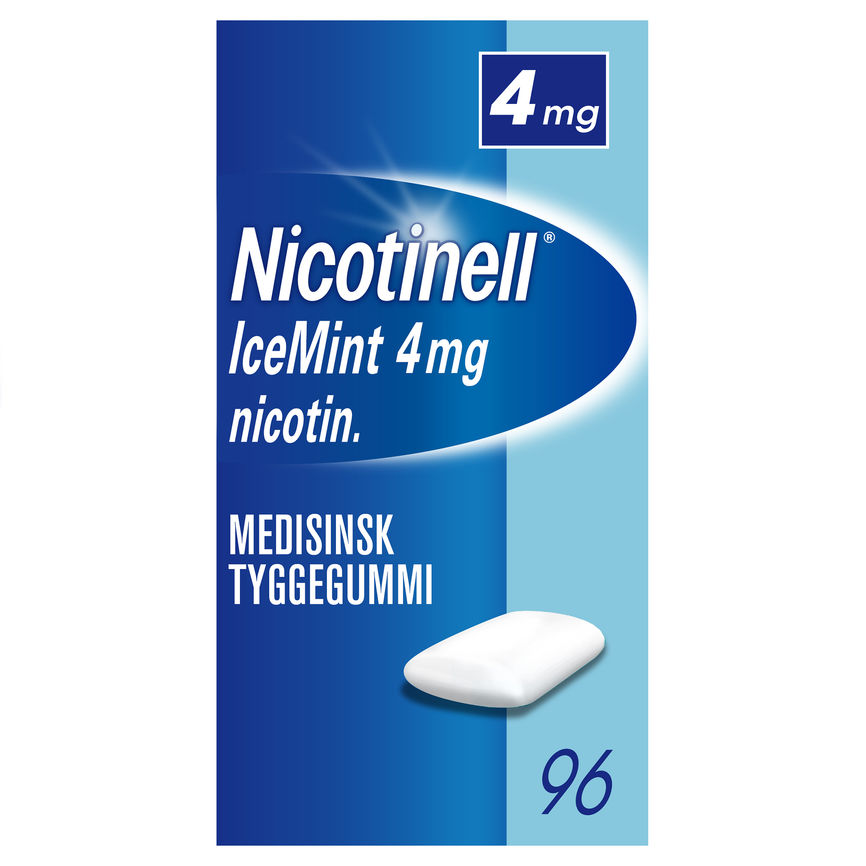 Nicotinell Icemint tyggegum 4 mg, Slutte å røyke, 96 stk