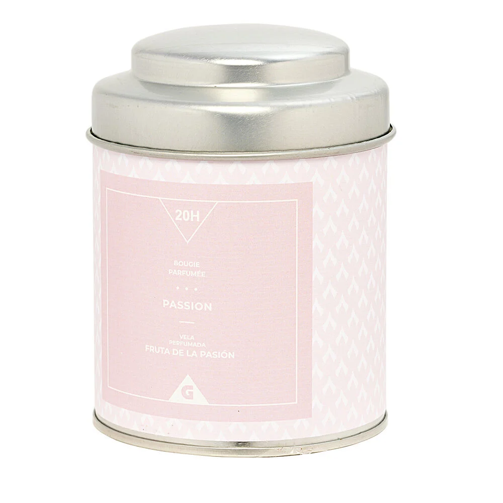 Bougie parfumée dans pot en métal senteur passion