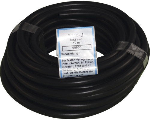 Ondergrondse kabel NYY-J 3x1,5 mm² 10 m zwart