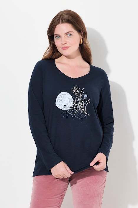 Shirt, Herzausschnitt, Langarm, Biobaumwolle