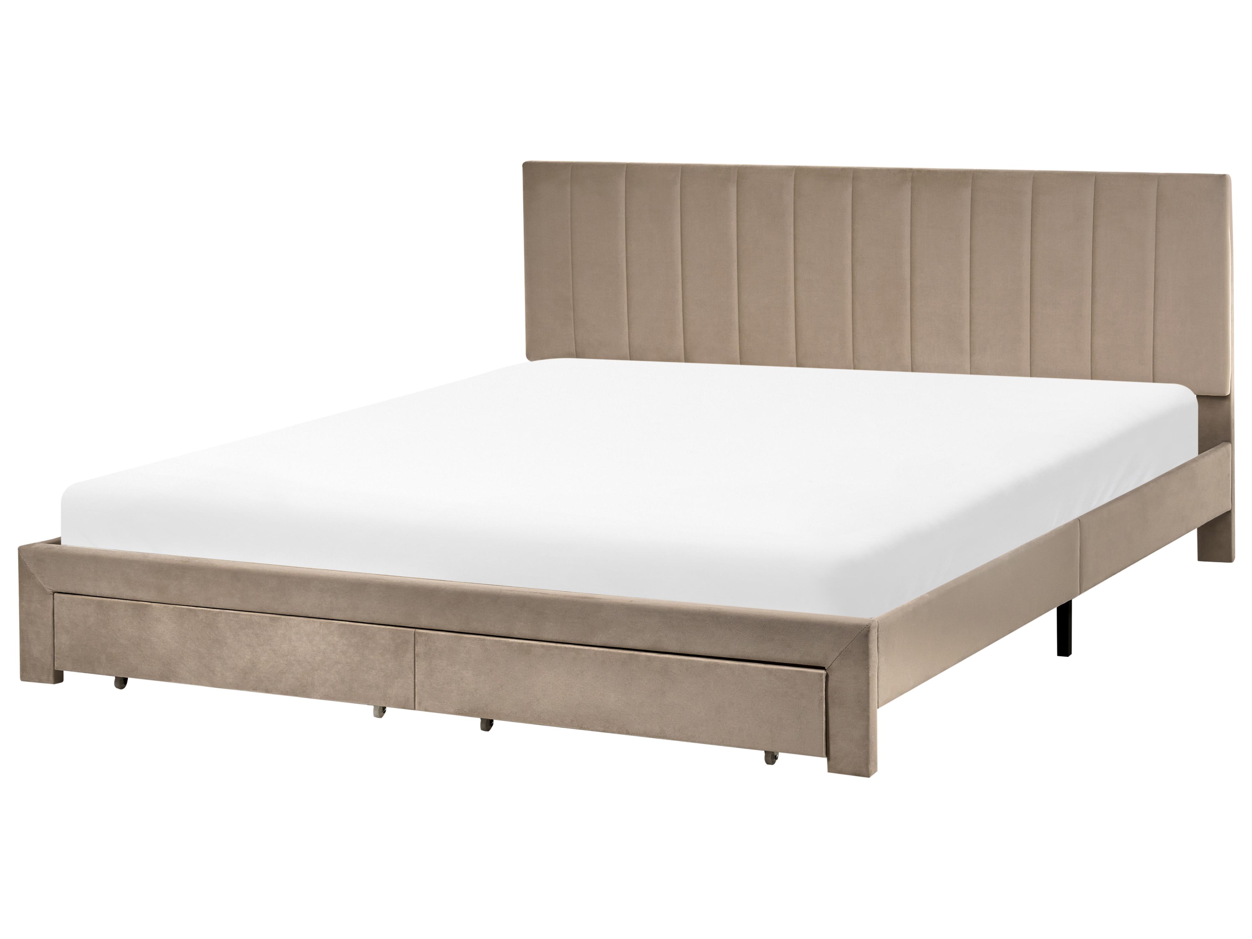 Bed met opbergladen Fluweel LONZAC 180 x 200 cm Taupe