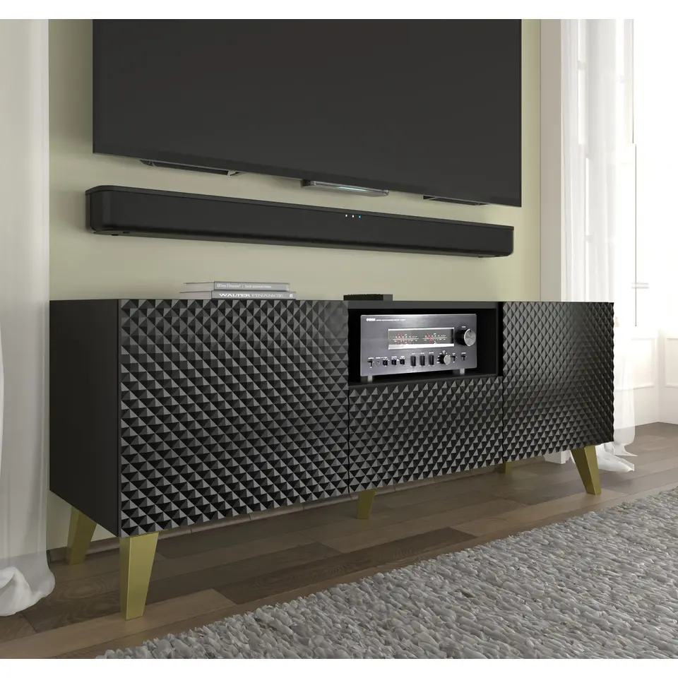 RTV-kast Ravenna PC 150 2D1S glanzend zwart (fronten)