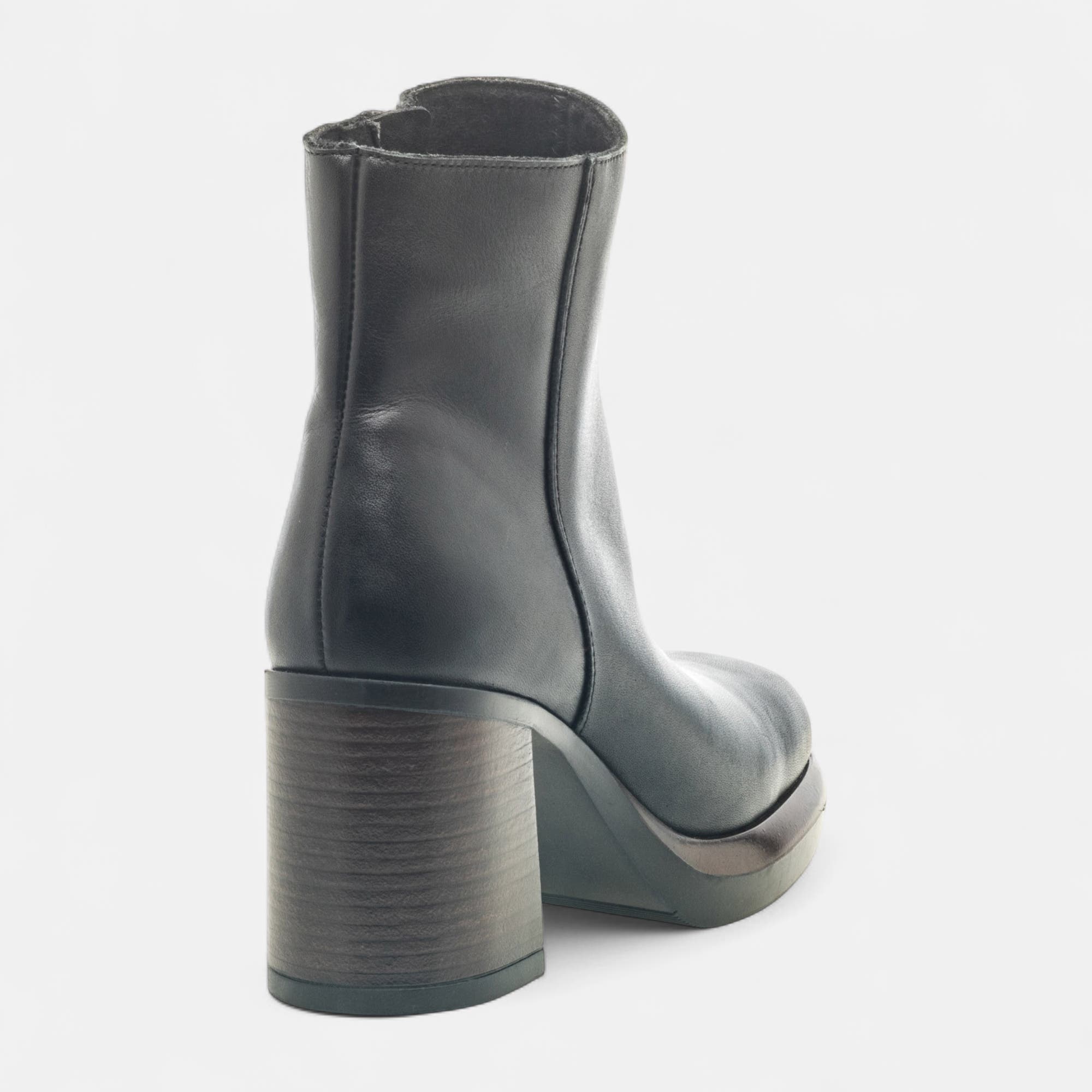 Bottines à talon Femme en cuir noir