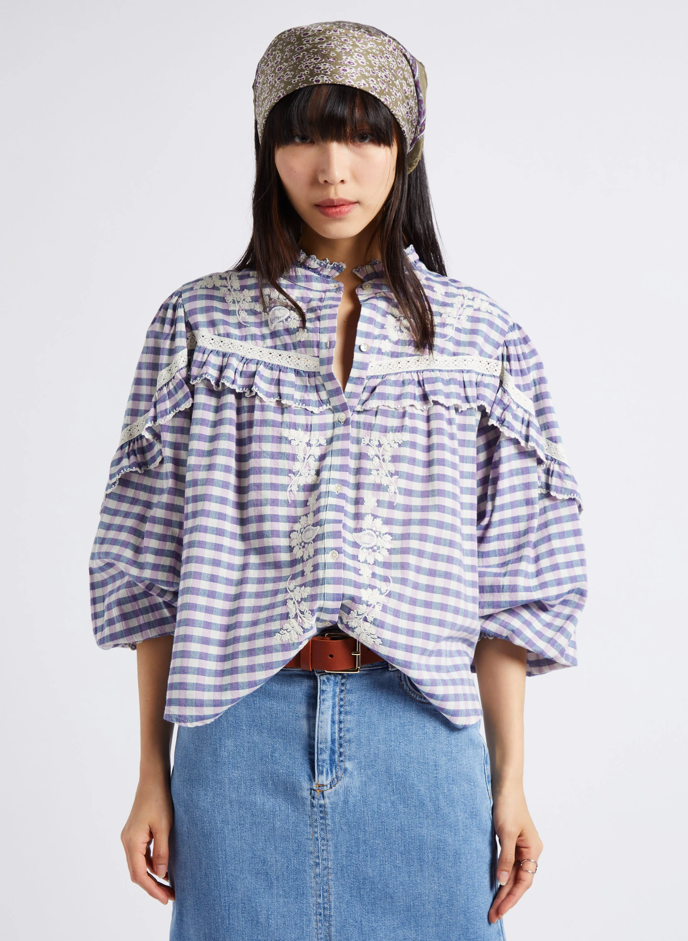 NOELIANNE - Blouse brodée et imprimée en coton bio | Multicolore