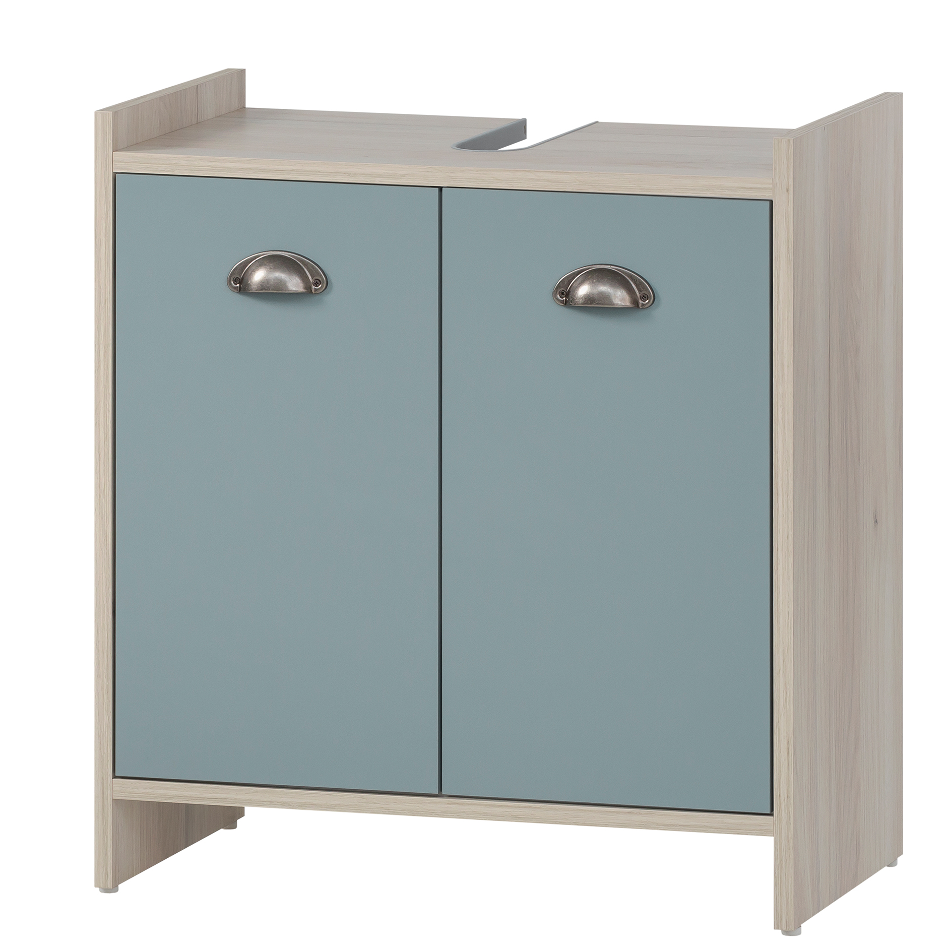 Waschbeckenunterschrank - taubenblau - Sandeiche - 56,9 cm