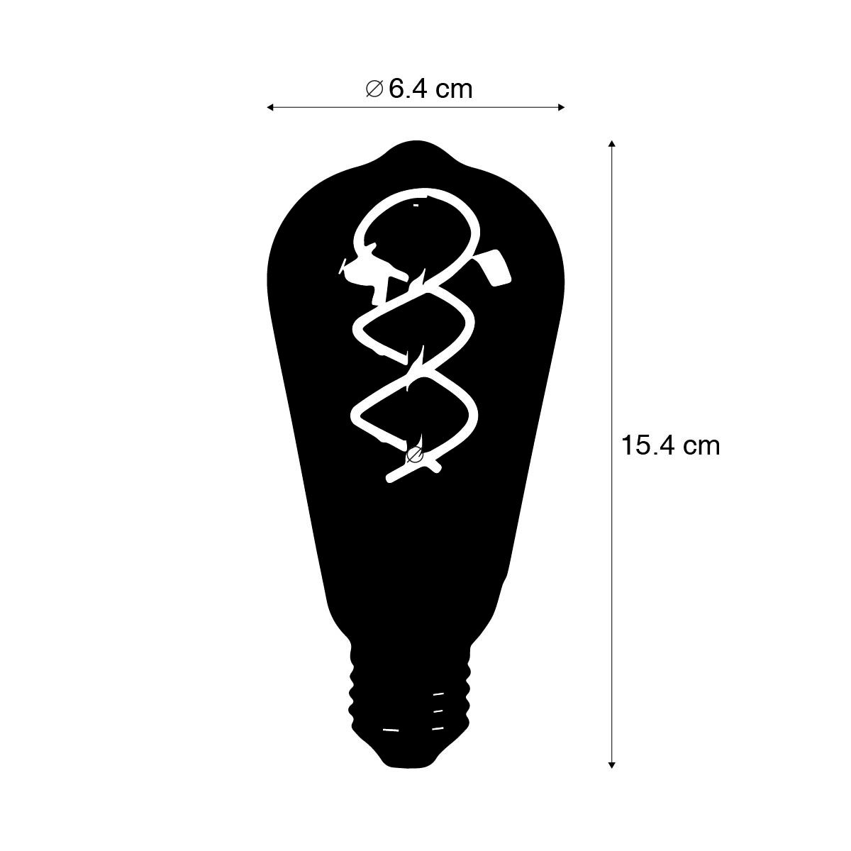 E27 dimbare LED gedraaid filament lamp ST64 smoke 120 lm 1800K