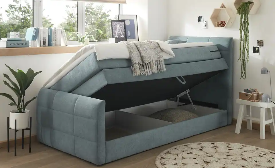Boxspringbett Kuba 3 Denimblau 120 cm