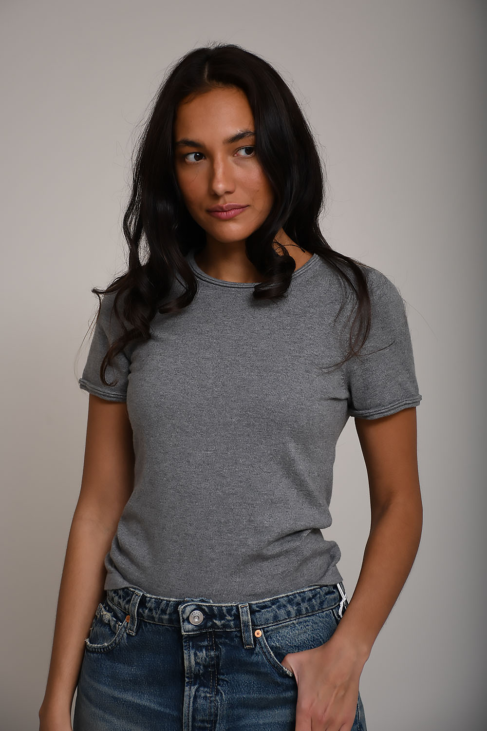 Cropped cotton t-shirt