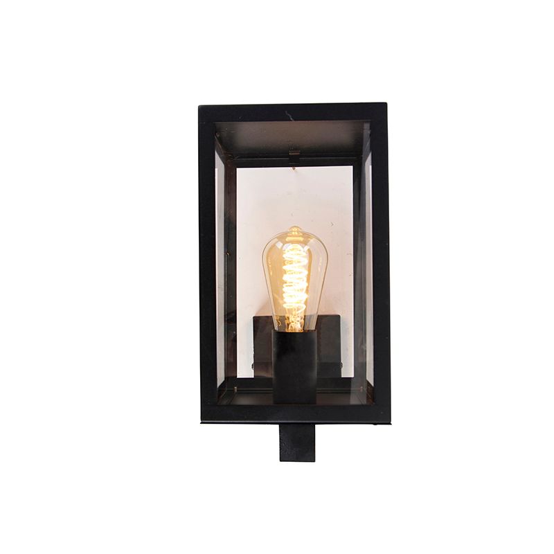 Moderne buiten wandlamp zwart met glas 30 cm - Rotterdam