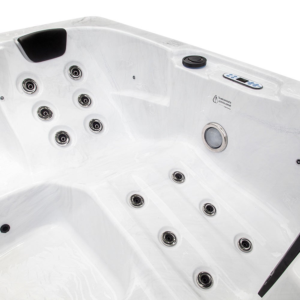 Home Deluxe - Buitenwhirlpool - WHITE MARBLE PURE - Afmetingen: 210 x 160 x 85 cm - Incl. verwarming, 27 massagestralen en 9 lampen | Buitenwhirlpool spa voor 3 personen