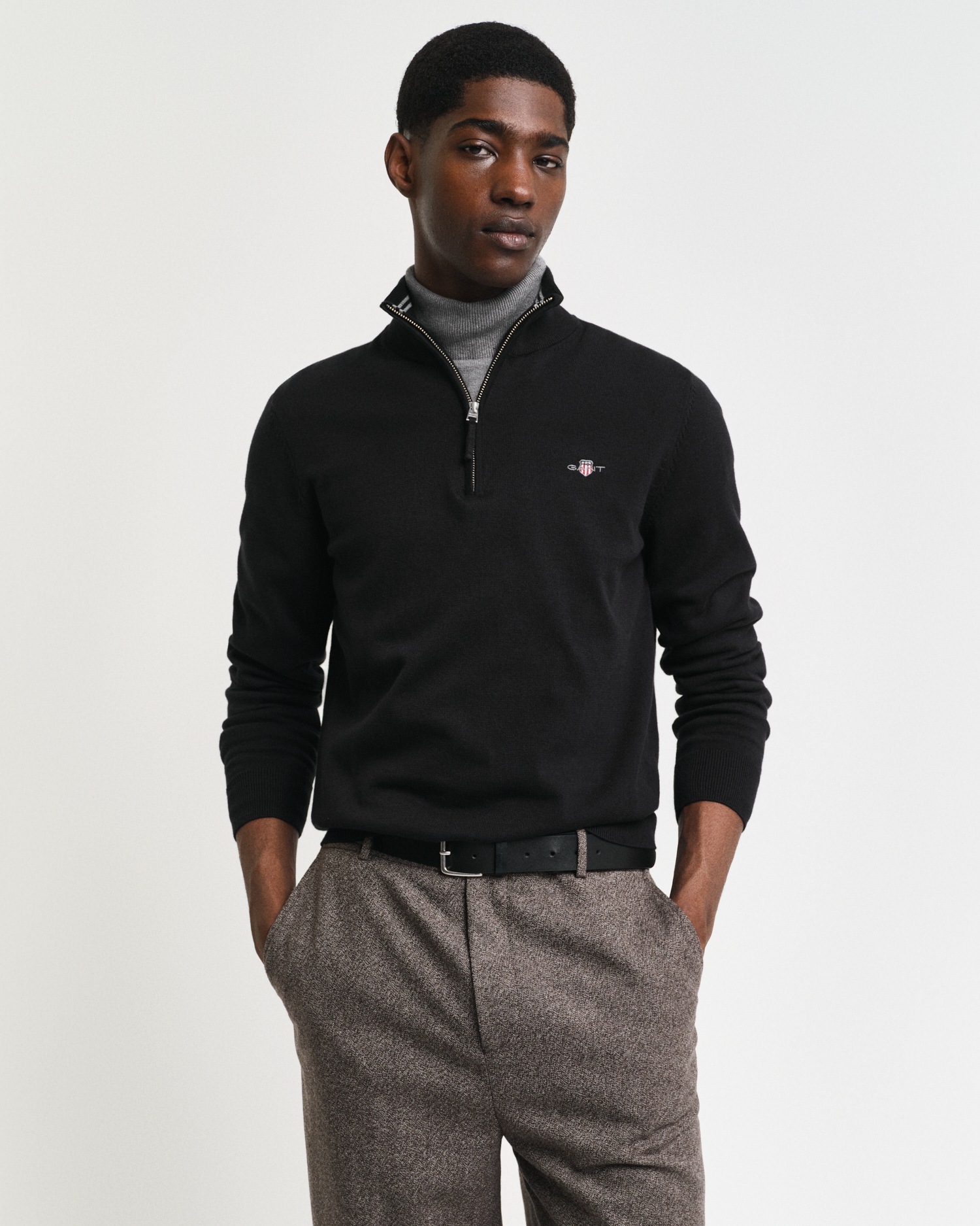 Gant Troyer »CLASSIC COTTON HALF ZIP« mit gerippten Details