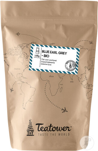 Teatower Blue Earl Grey Thé Noir Parfumé En Vrac Saveurs Bergamote Bleuet Bio 100g